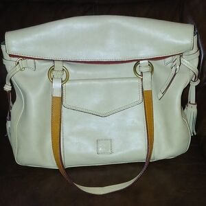 Dooney & Bourke Elegant Cream and Tan Leather Handbag